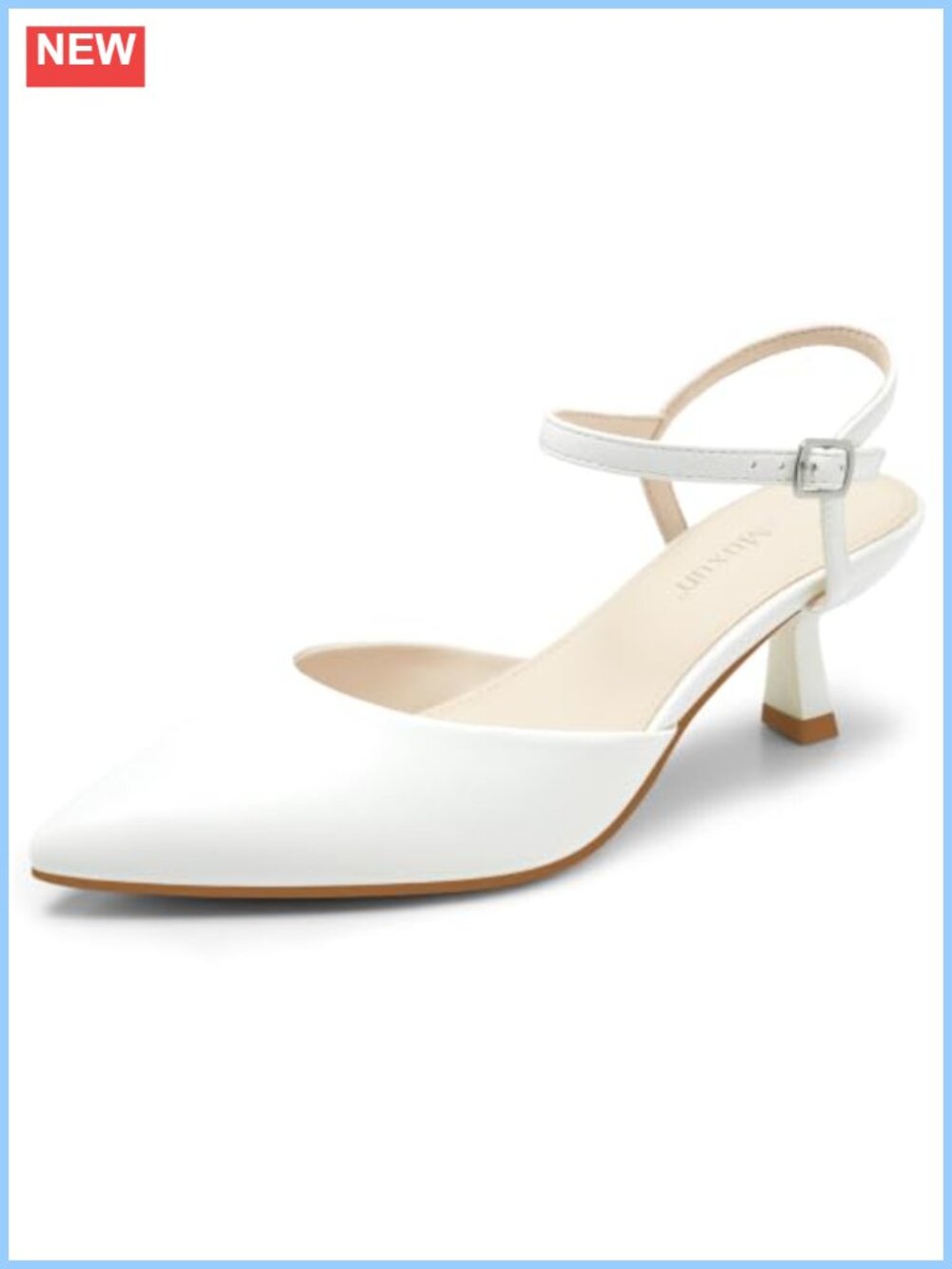 Kitten Heels Pointed Toe Ankle Strap Pumps 2.7 Inch Dress Shoes